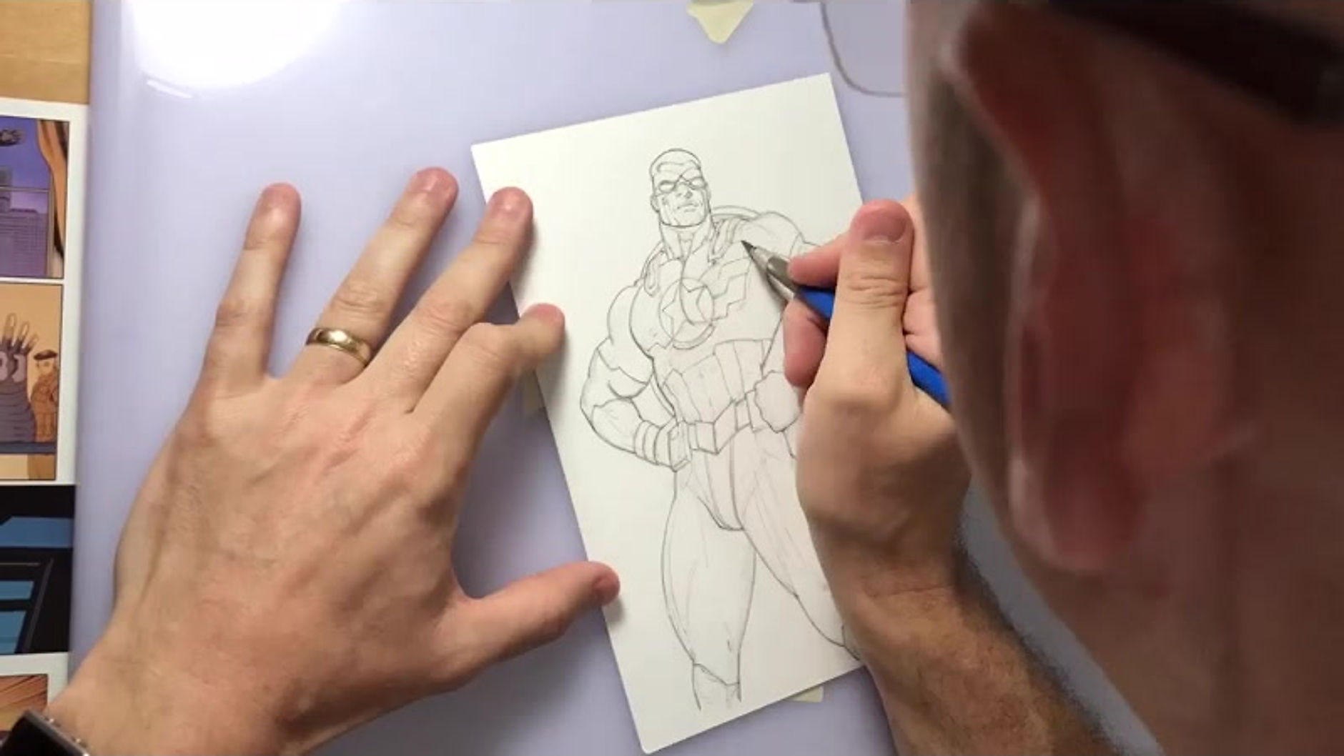 Andy draws Sam Wilson Captain America